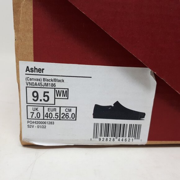 Vans Asher Canvas All Black Slip-On Classic Skate Shoe Sneaker Womens Size 9.5 - Picture 10 of 12